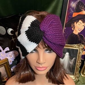 Witching Hour Purple, Black, and White Head Warmer